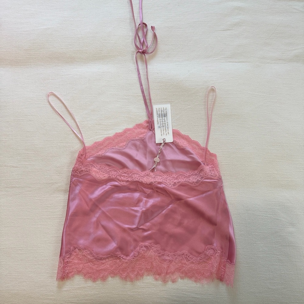 NWT. LoveShackFancy pink Rivier satin halterneck Top - Picture 6 of 12